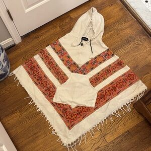 Bohemian Hooded Poncho with Fringe